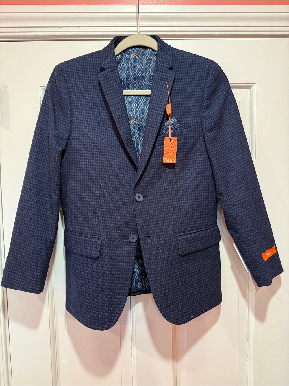 TALLIA Dark Navy Micro-Check Sport Coat